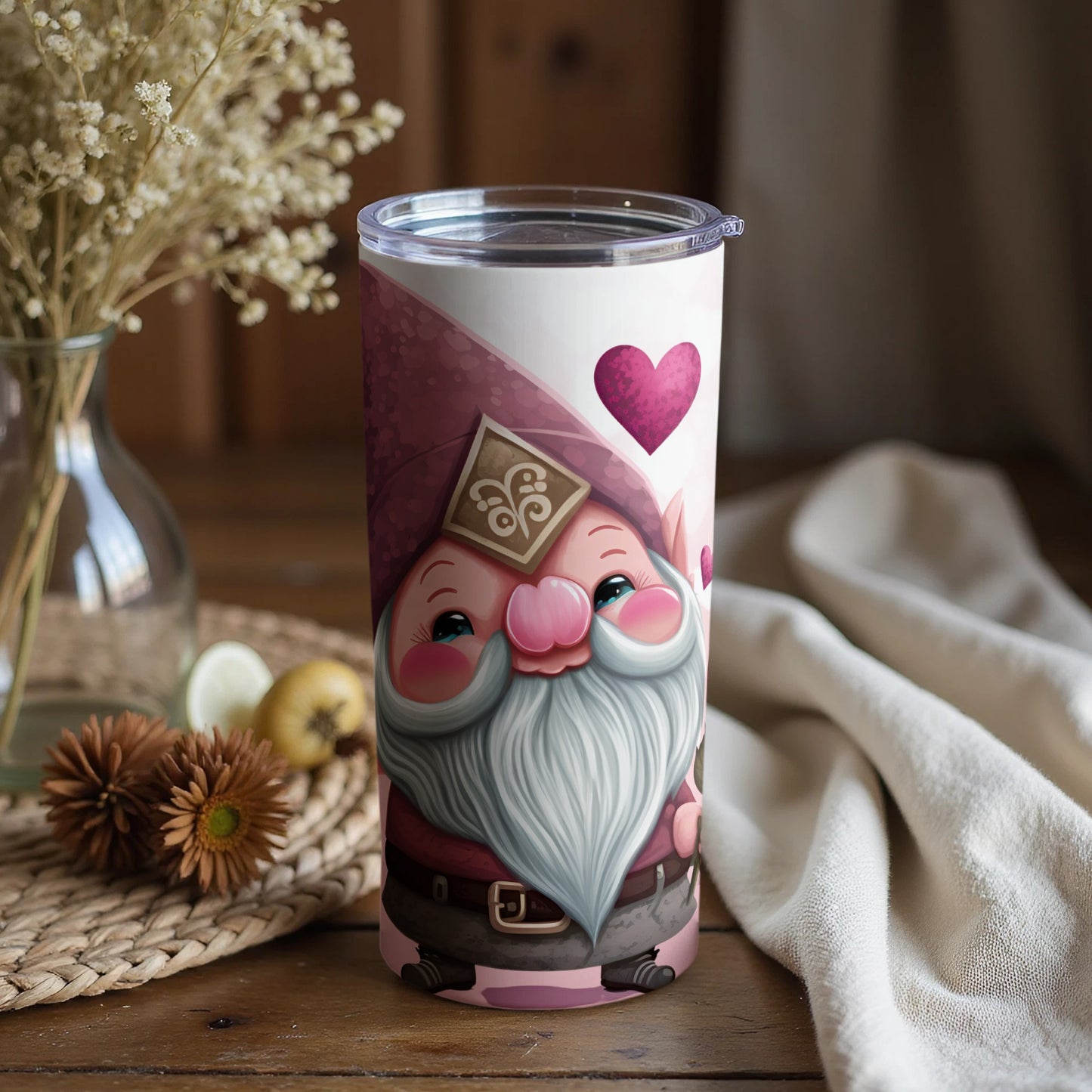Cute Gnome with Heart Design Insulated Tumbler