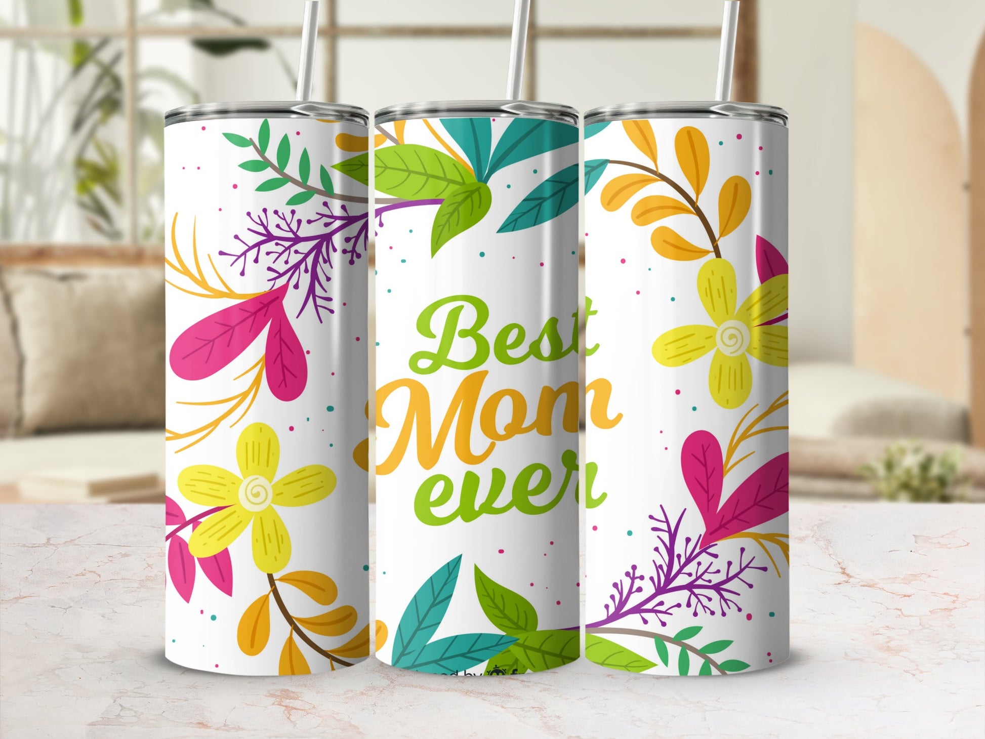 Best Mom Ever Floral Design Tumbler