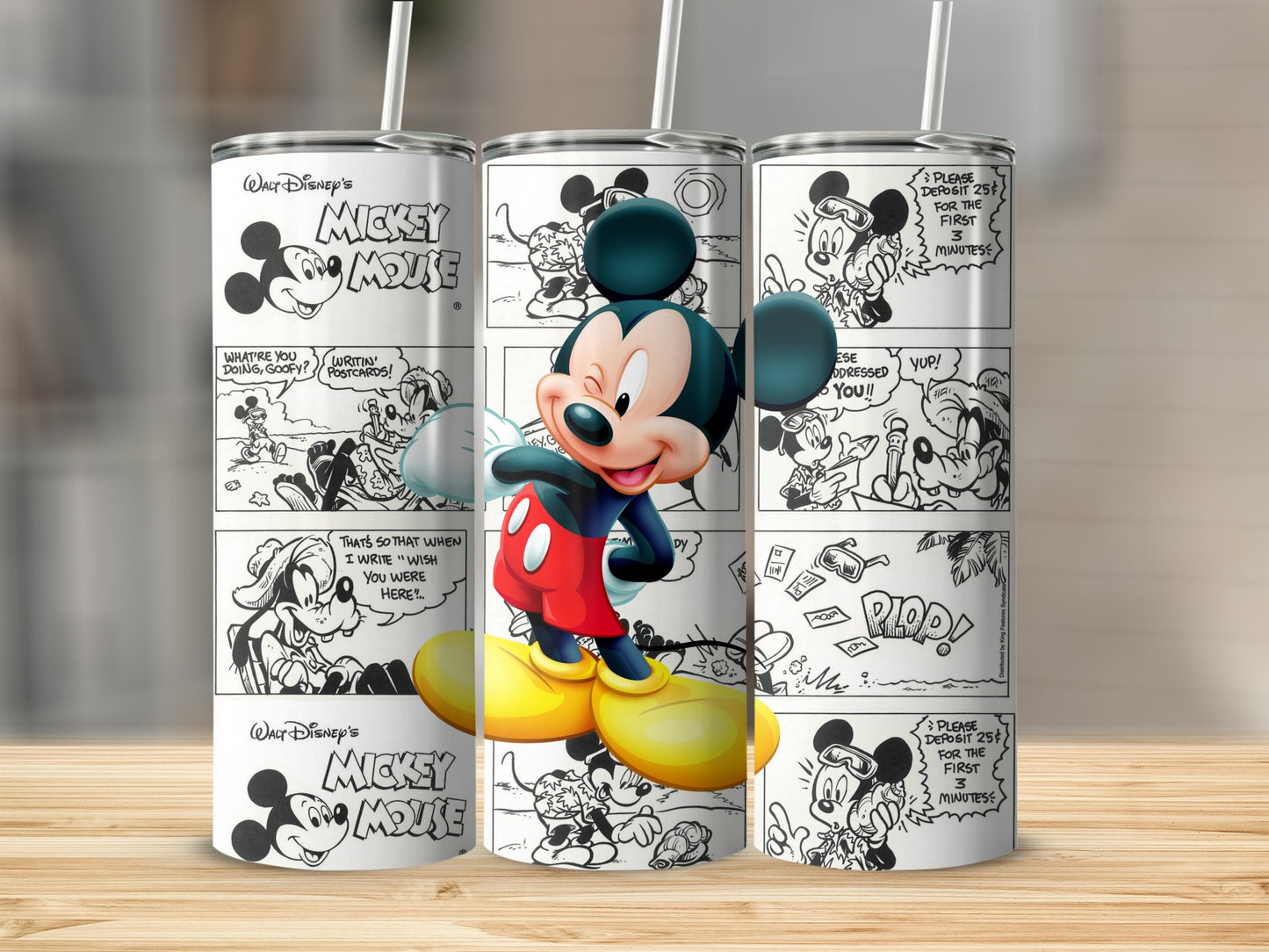 Mickey Mouse Comic Strip Print Tumbler
