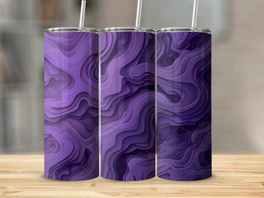 Purple Abstract 3D Wave Design Insulated Tumbler