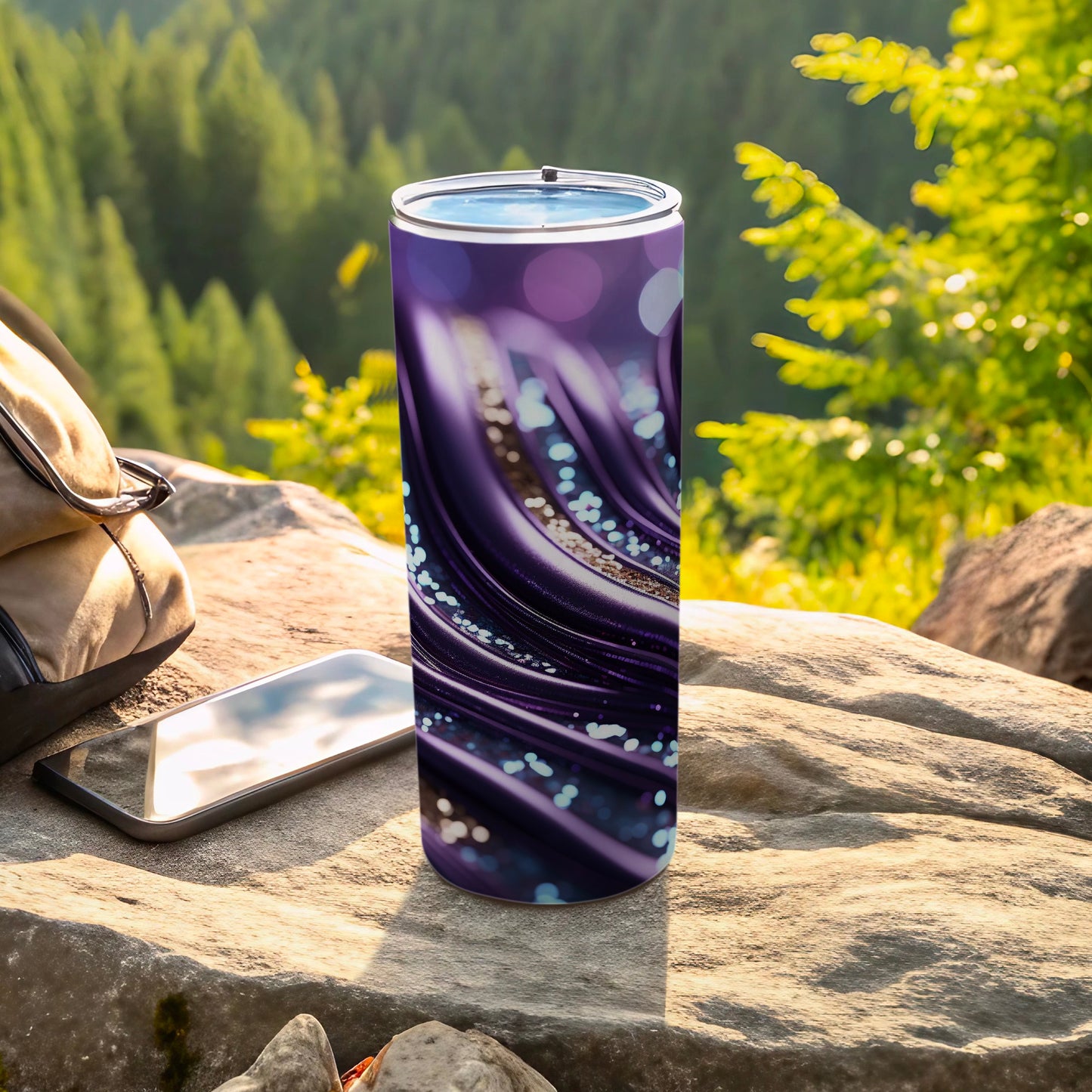 Purple Abstract Flow Light Specks Design Tumbler product type