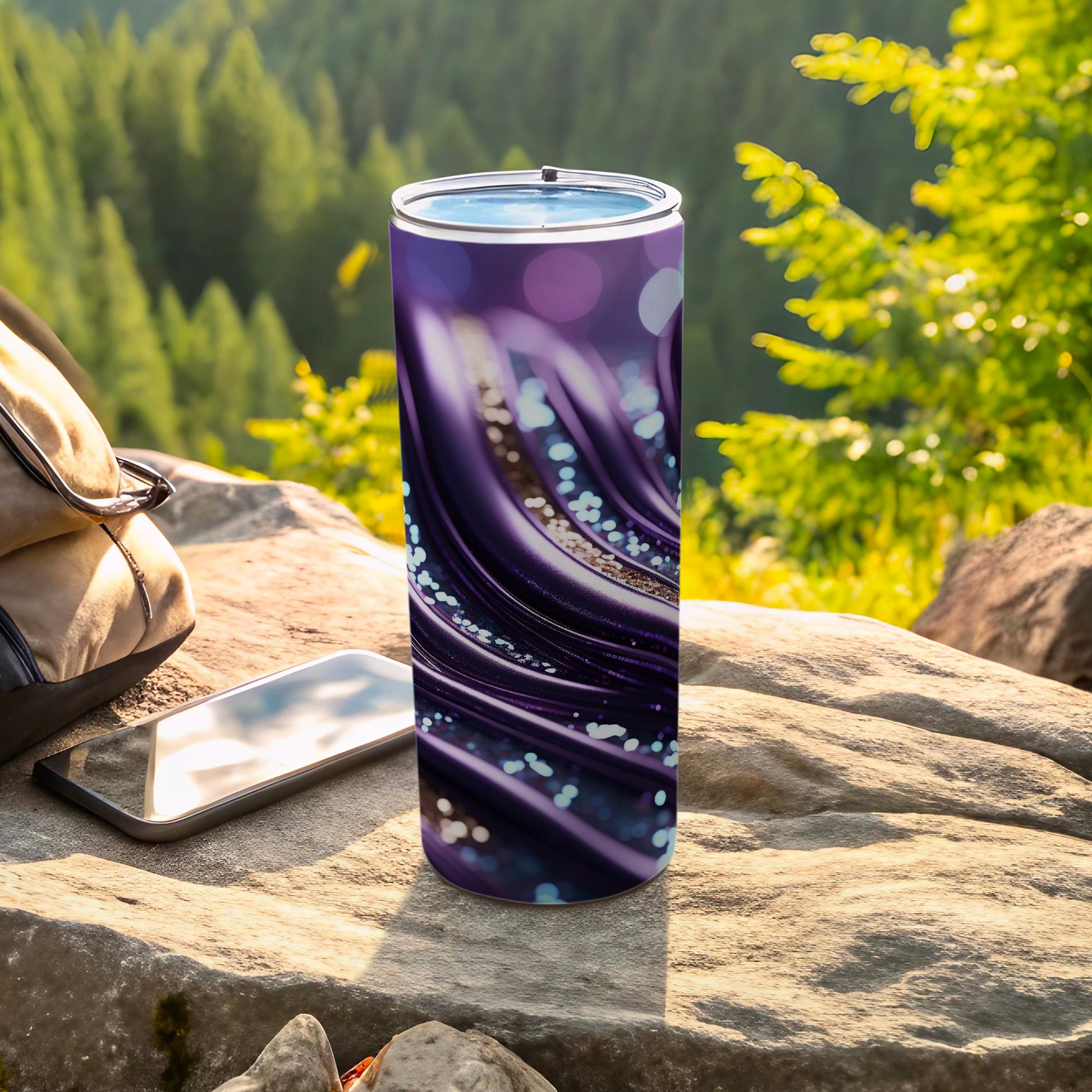 Purple Abstract Flow Light Specks Design Tumbler product type