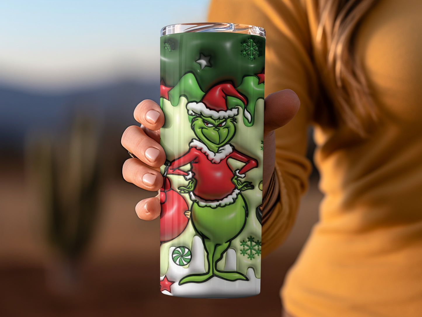 Festive Grinch Santa Design Insulated Tumbler Product