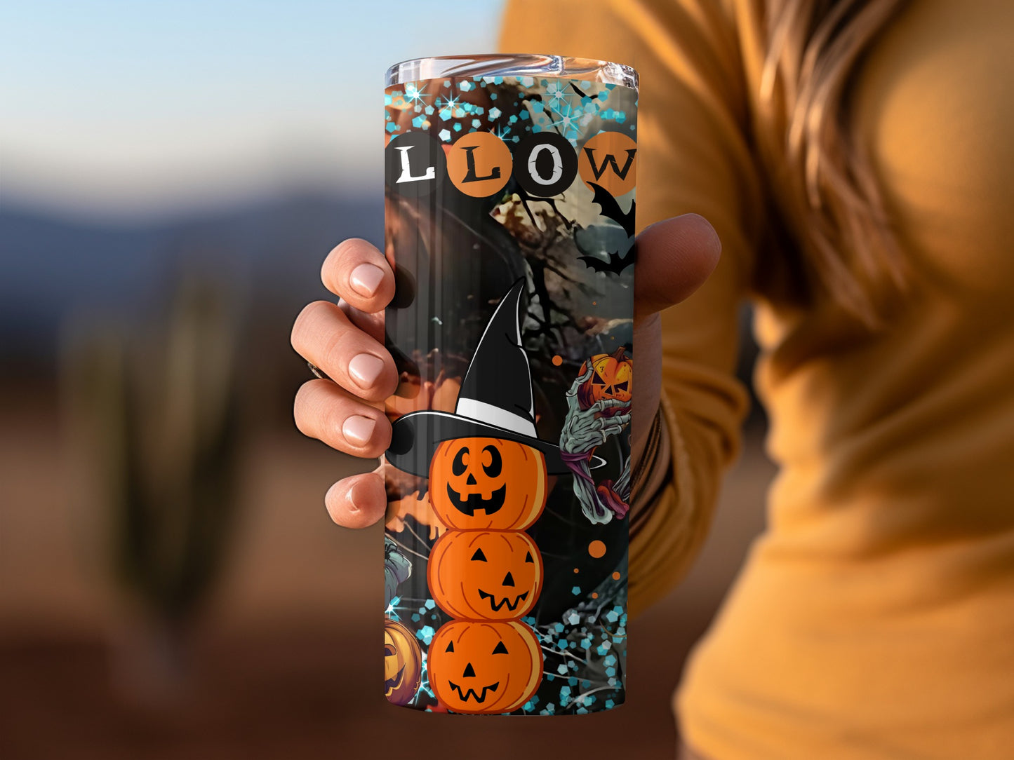 Halloween Pumpkin Witch Hat Tumbler for Festive Drinks