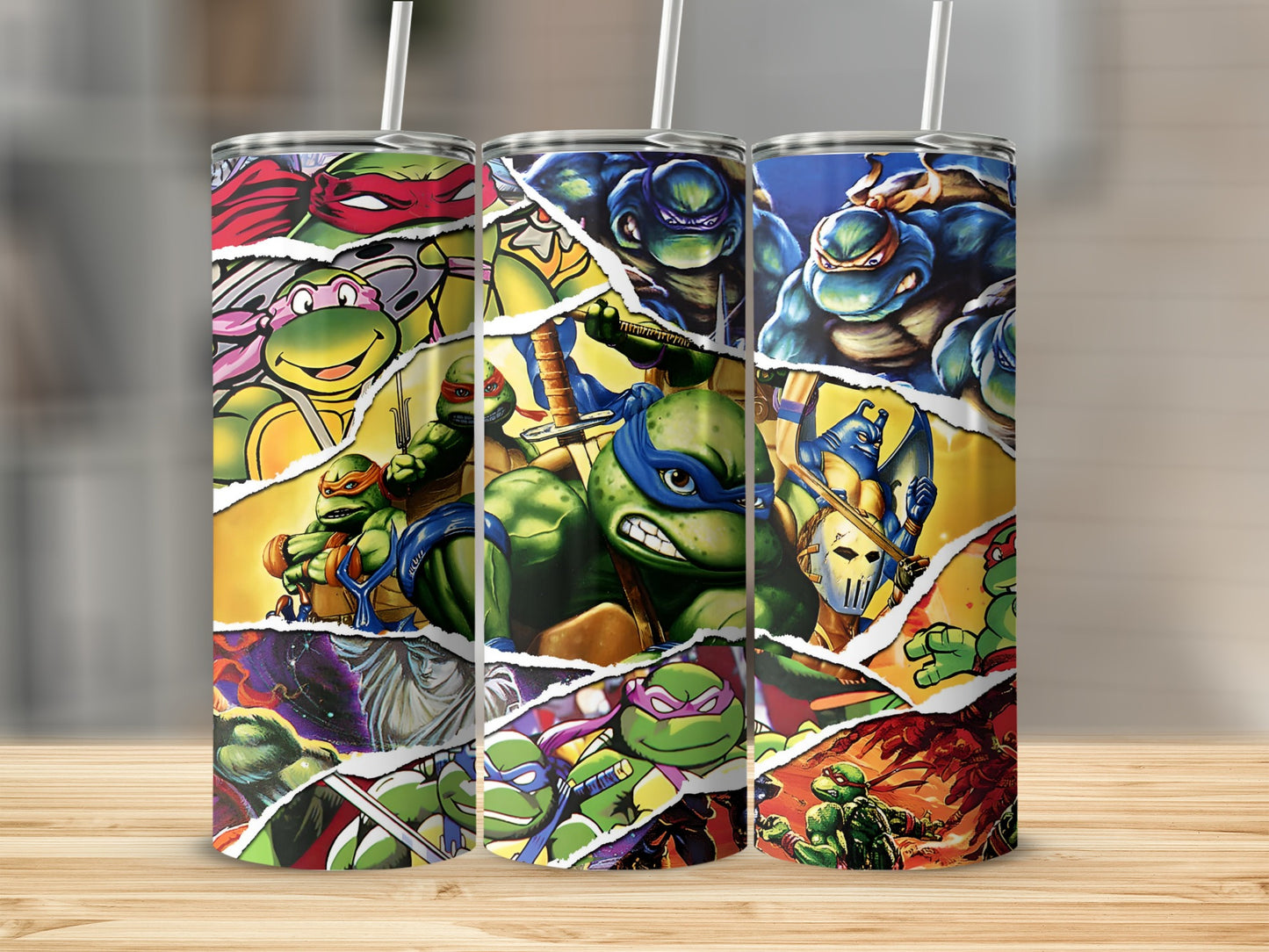 Colorful Ninja Turtles Collage Artwork Tumbler Cup