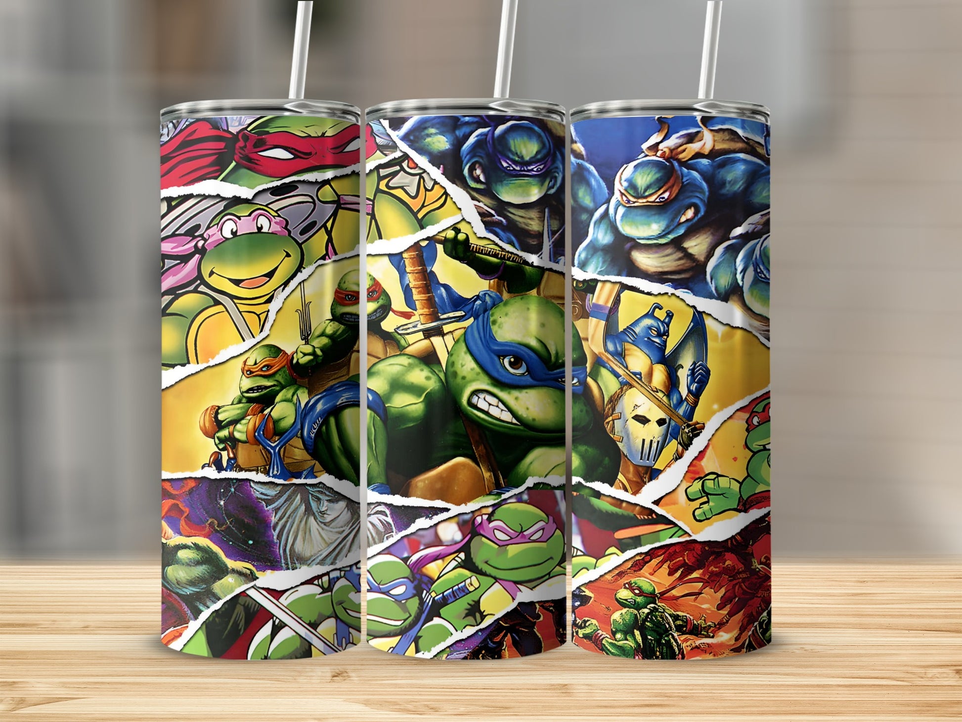 Colorful Ninja Turtles Collage Artwork Tumbler Cup