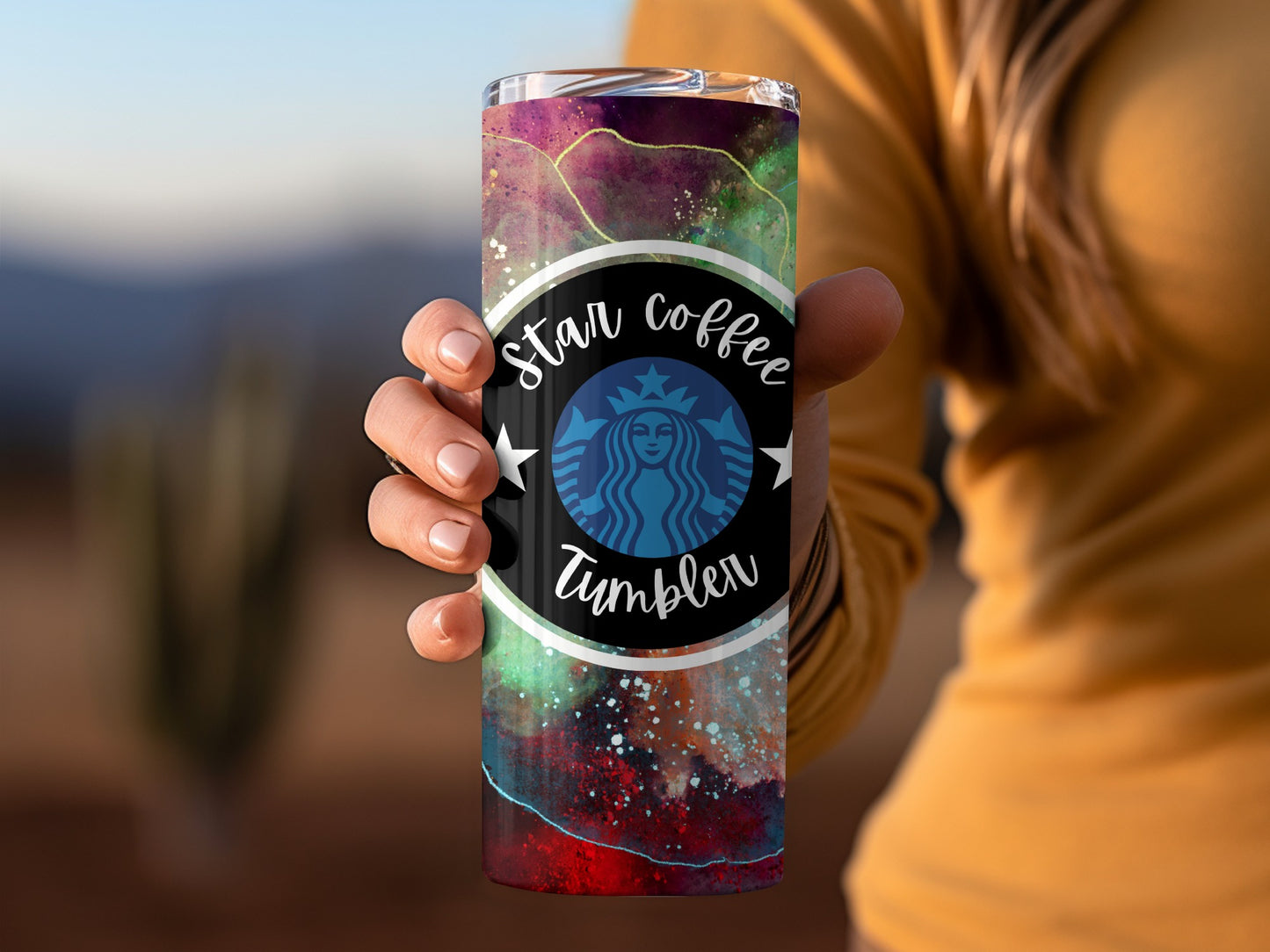 Star Coffee Tumbler with Galaxy Design Travel Mug