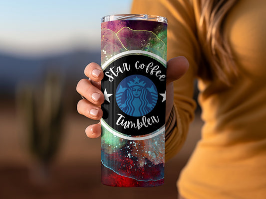 Star Coffee Tumbler with Galaxy Design Travel Mug