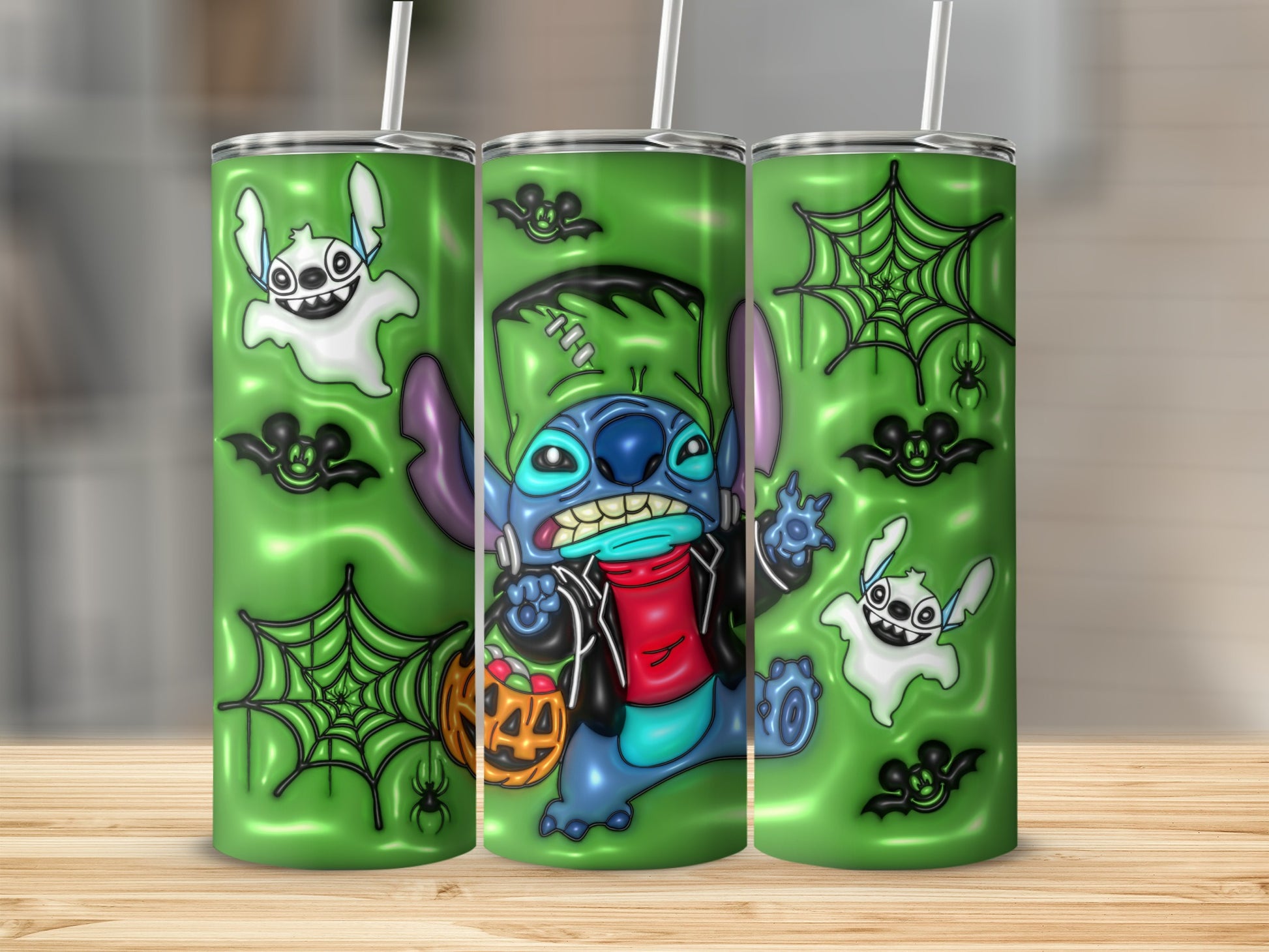 Halloween Stitch and Ghosts Design Tumbler
