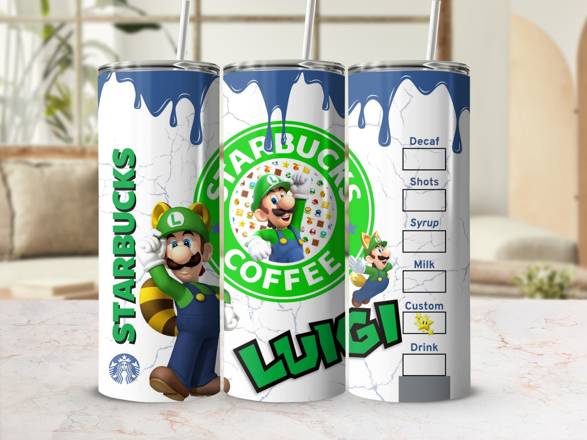 Starbucks Luigi Custom Drink Tumbler with Straw