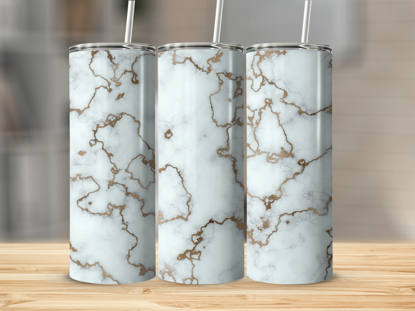 Delicate Golden Veins on Marble Luxurious Design Tumblers