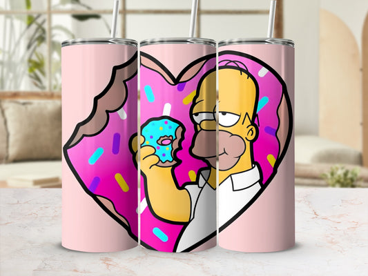 Homer Simpson Donut Heart Design Tumbler Cup