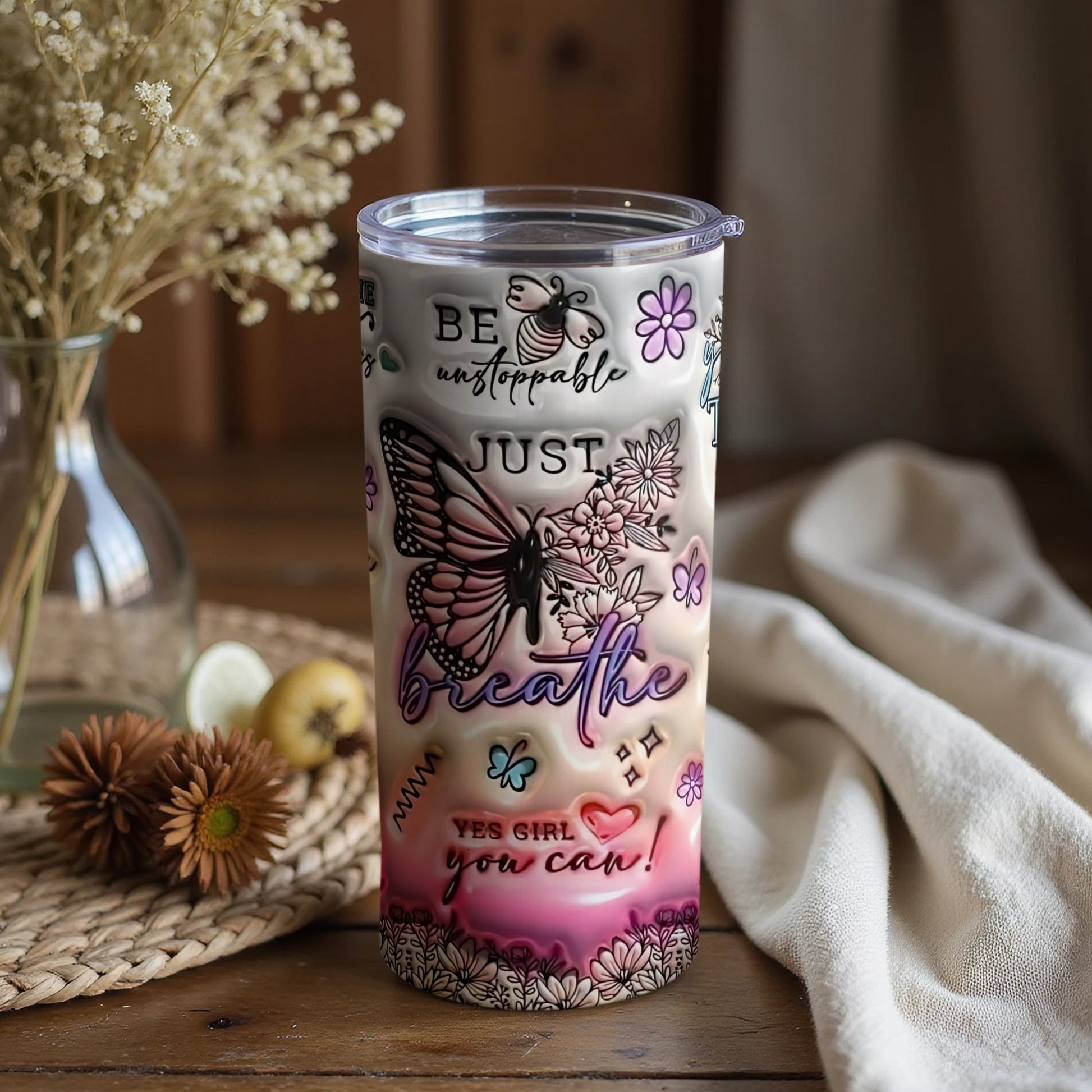 Motivational Butterfly Design Tumbler for Women