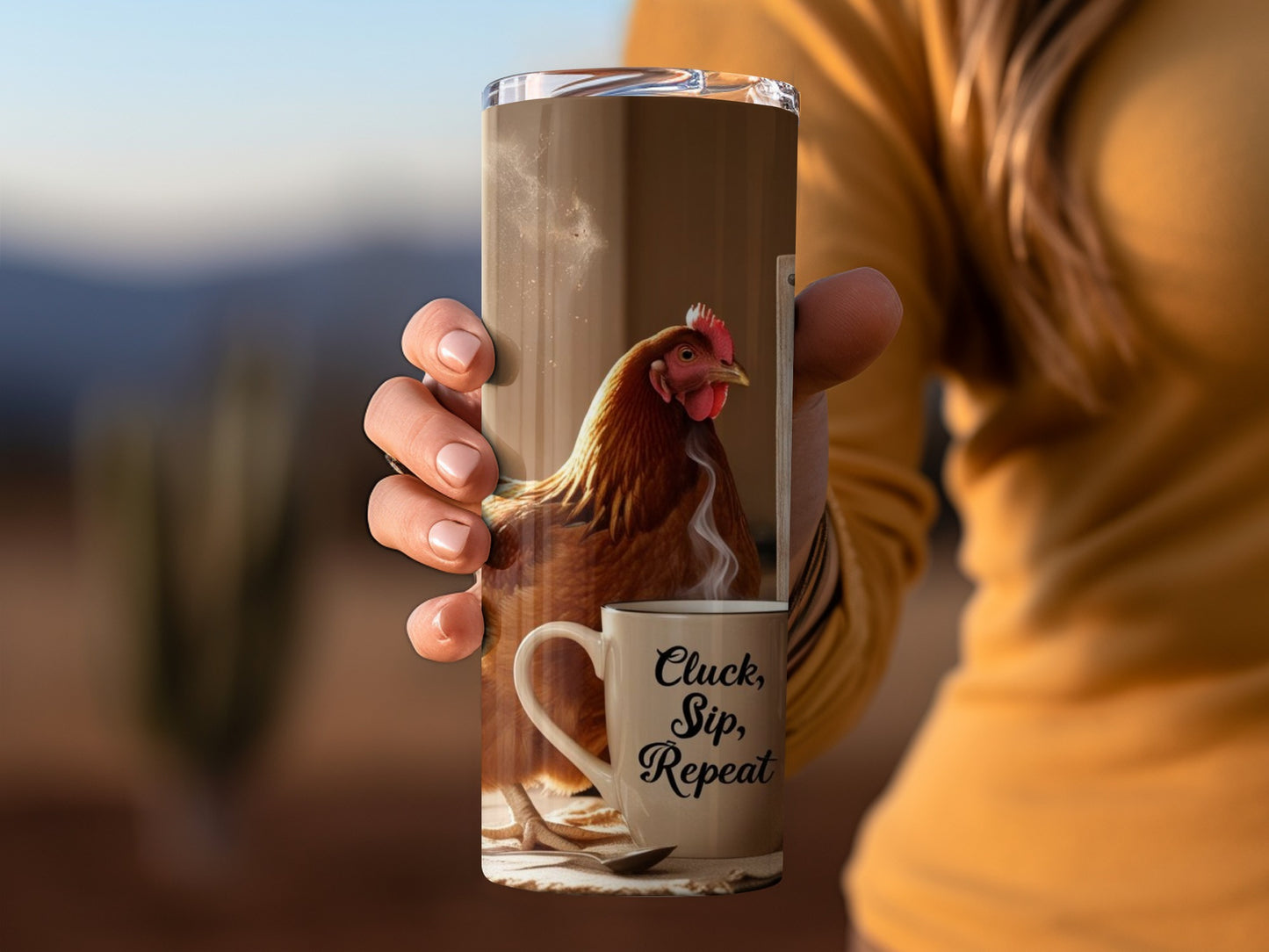 Cluck Sip Repeat Chicken Print Travel Mug