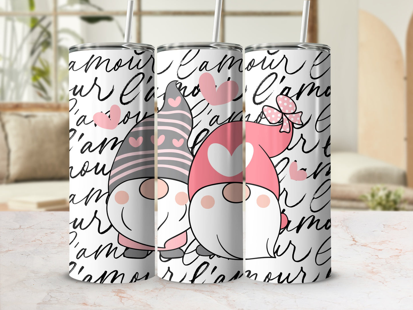 Valentine Gnome Stainless Steel Tumbler Gift