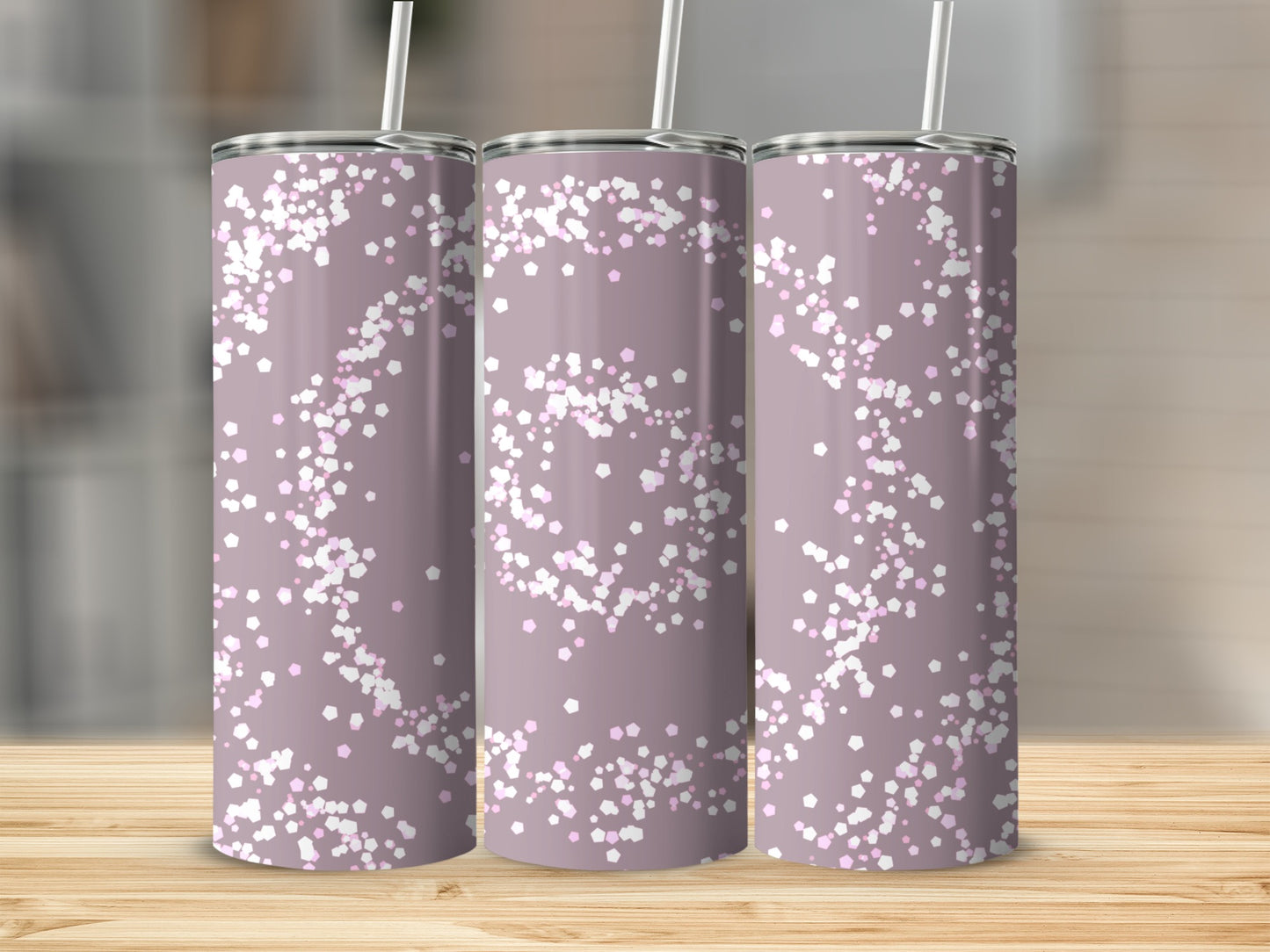 Pink and White Confetti Patterned Tumbler Product