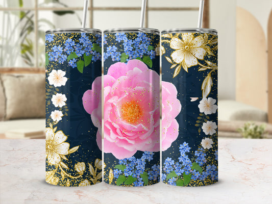Elegant Floral Design Insulated Tumbler for Beverages