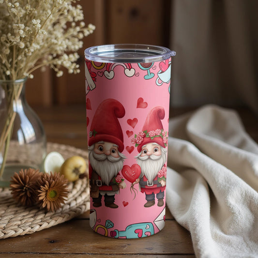Valentine Gnomes Love Hearts Pink Tumbler