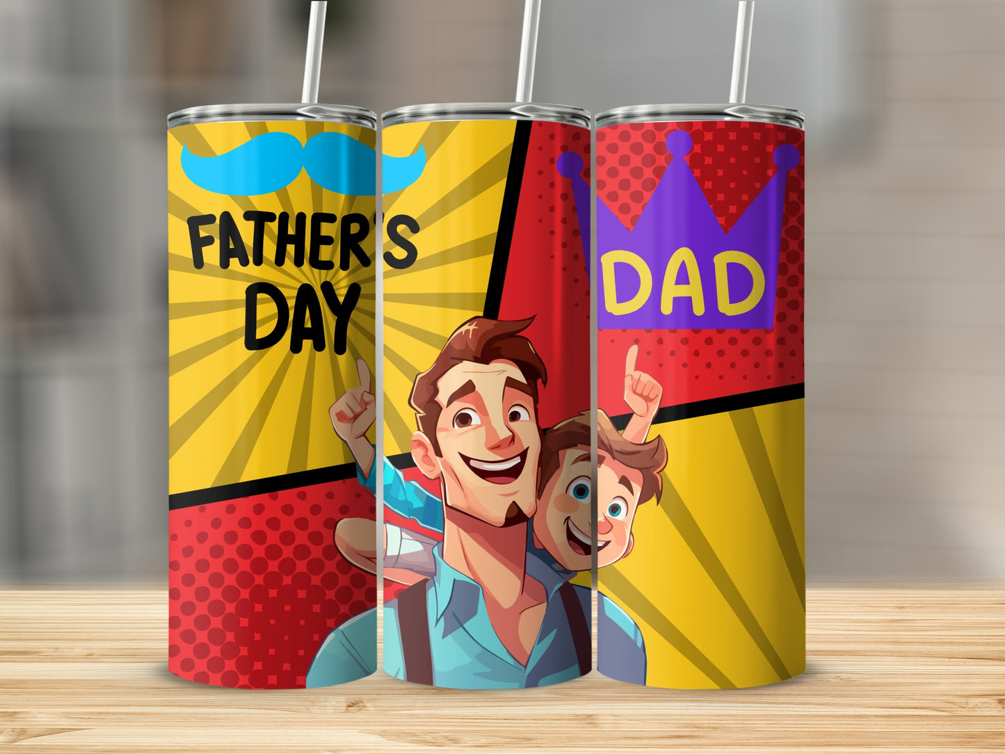 Happy Father's Day Dad Custom Illustrated Tumbler