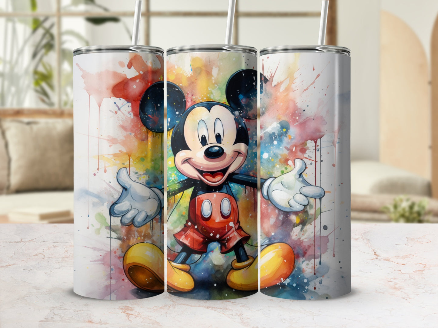 Colorful Mickey Mouse Tumbler with Artistic Design