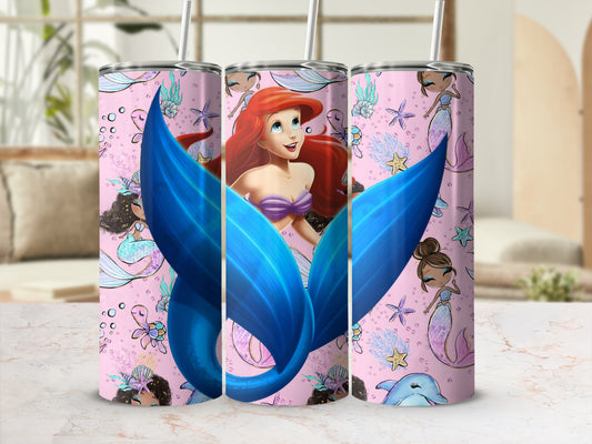 Little Mermaid Cartoon Characters Themed Drink Tumbler