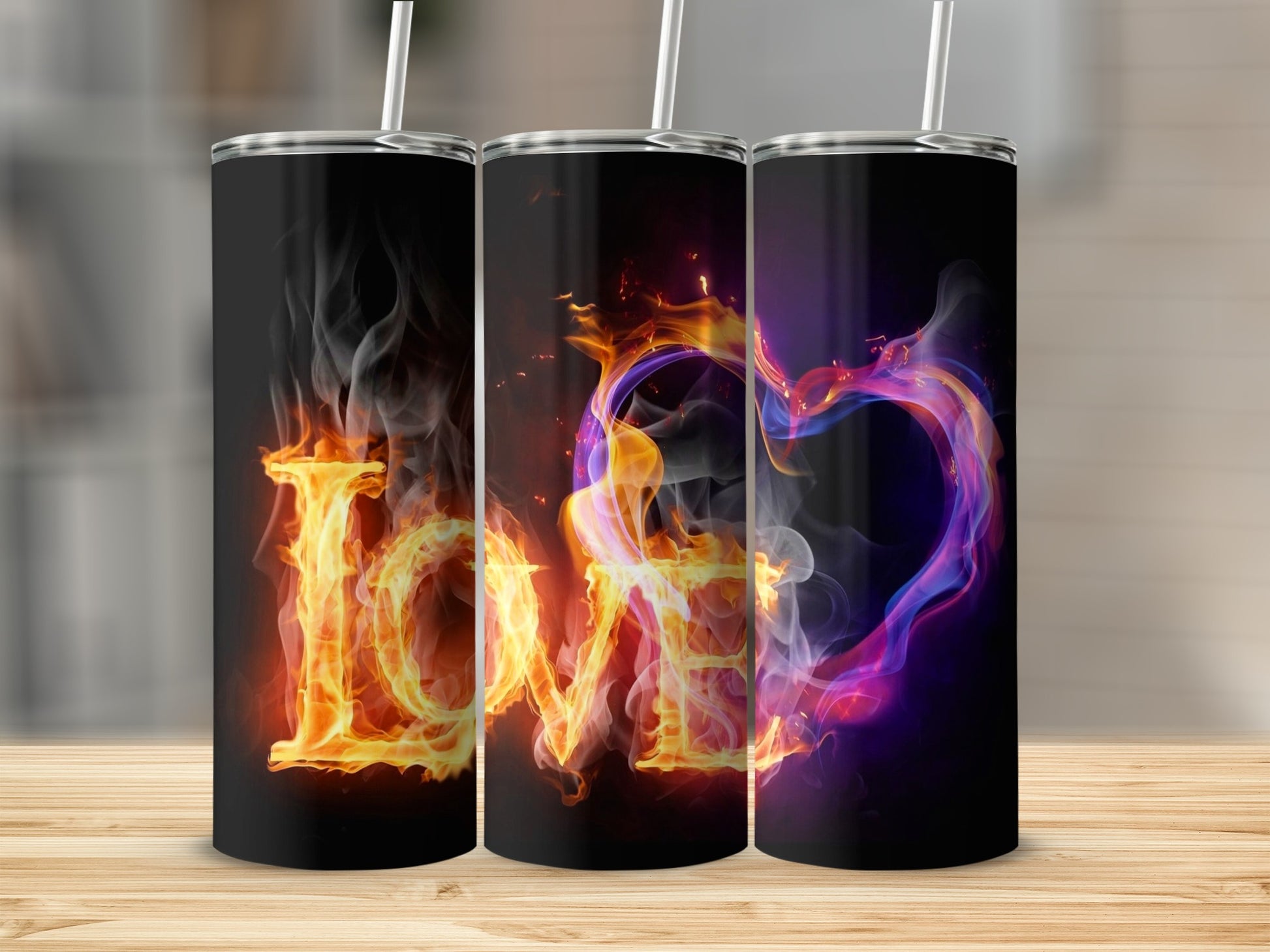 Fiery Love Letters Colorful Heart Flame Tumbler product type