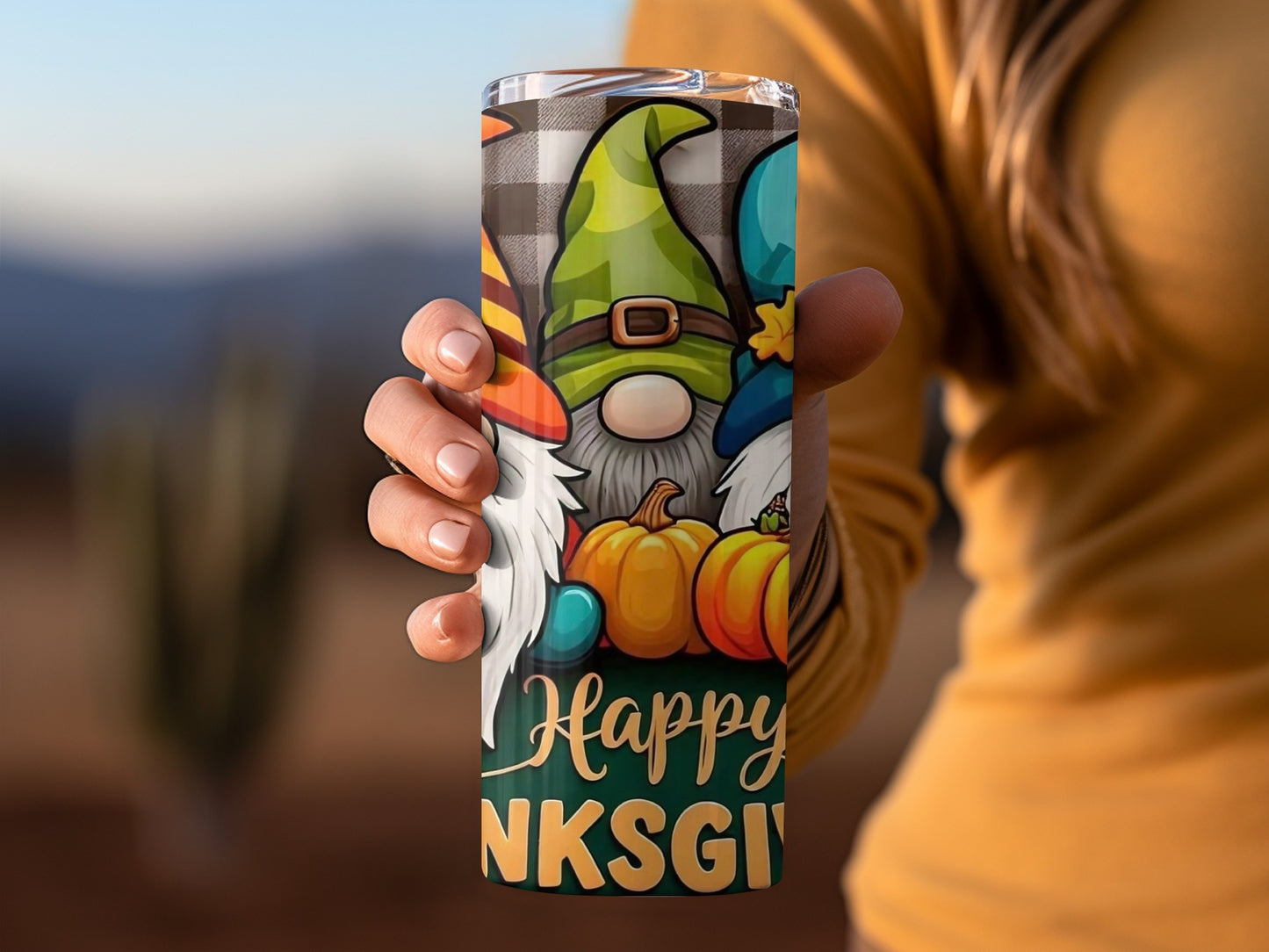 Festive Thanksgiving Gnomes Tumbler for Holiday Cheer