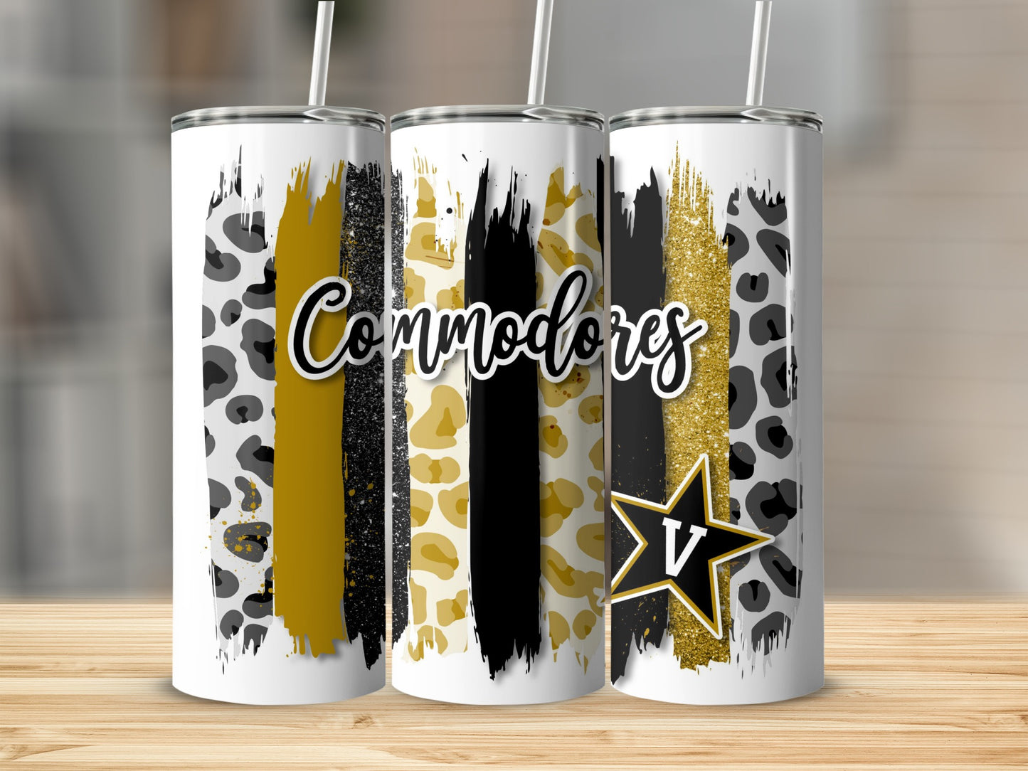 Commodores Leopard Star Gold Black Gold Stripes Tumblers