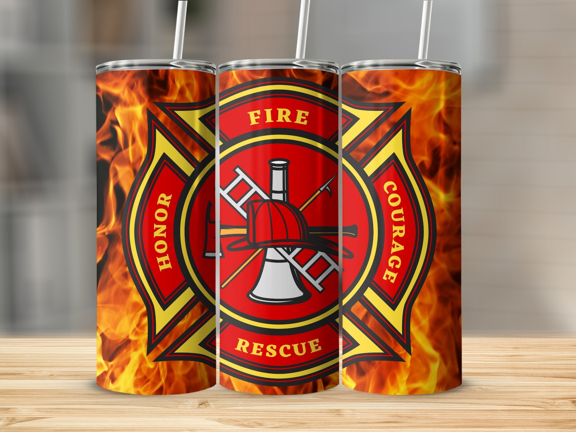 Honor Fire Courage Rescue Flame Design Drinkware