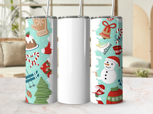 Festive Christmas Theme Stainless Steel Tumbler Cups