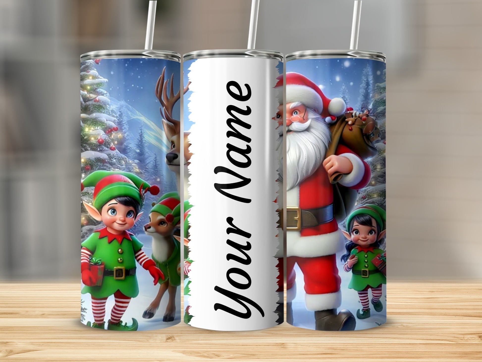 Personalized Santa and Elves Christmas Tumbler