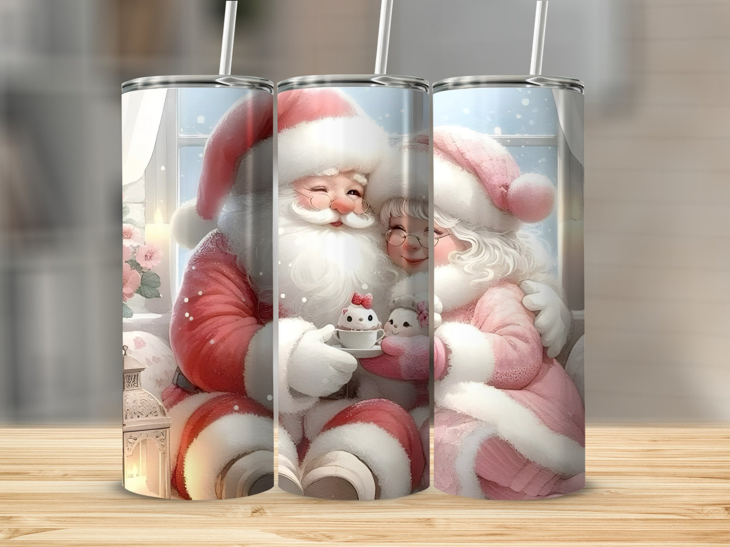 Christmas Santa and Mrs Santa Claus Tumbler