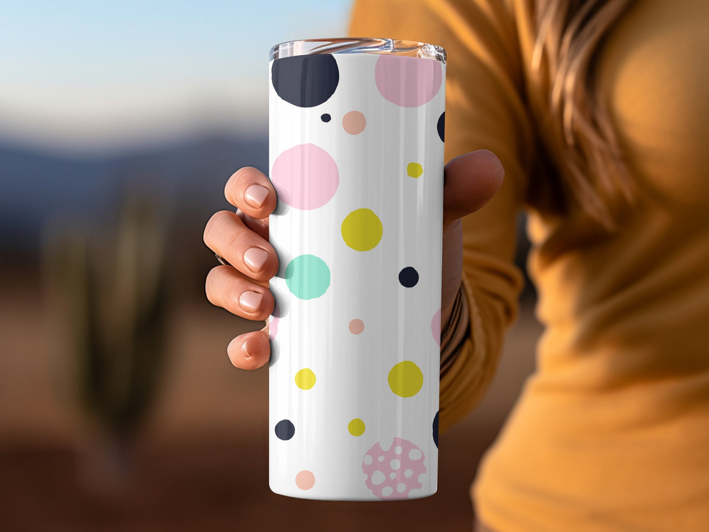 Colorful Polka Dot Pattern Insulated Travel Mug