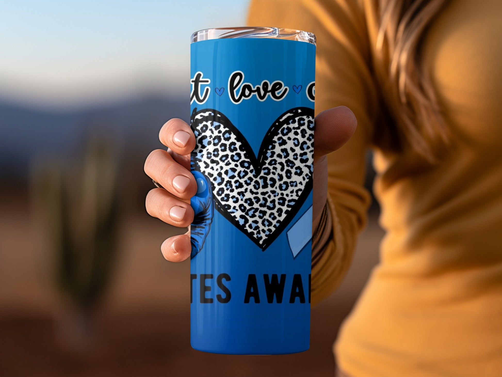 Diabetes Awareness Blue Heart Leopard Design Tumbler