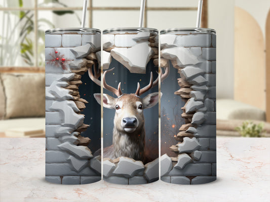 Deer Through Broken Wall Design Tumbler Product