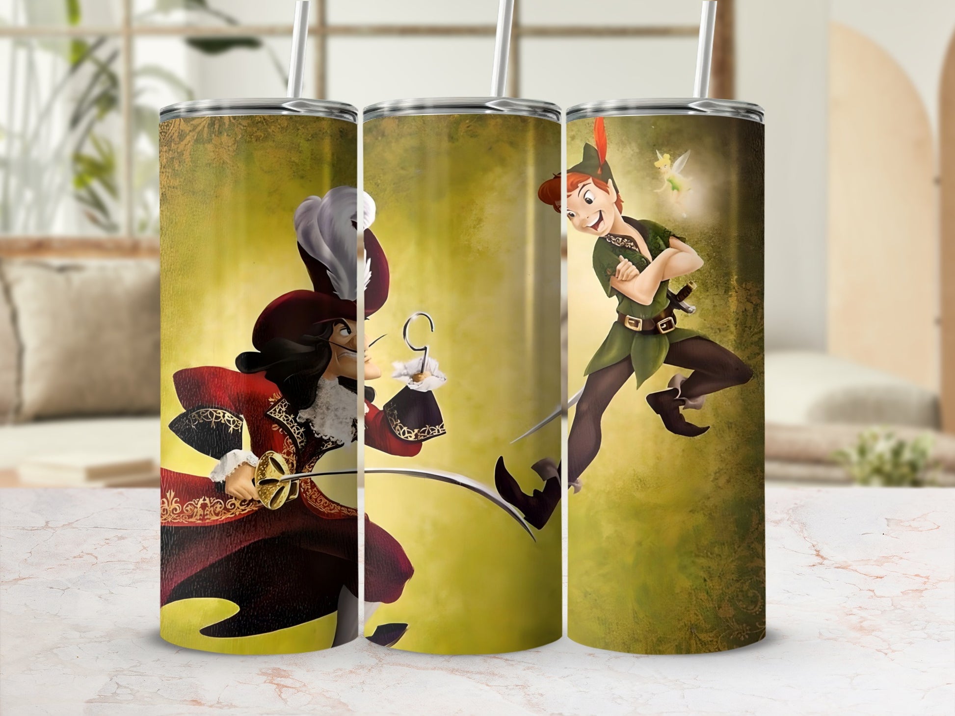 Captain Hook and Peter Pan Inspired Tumbler Flask