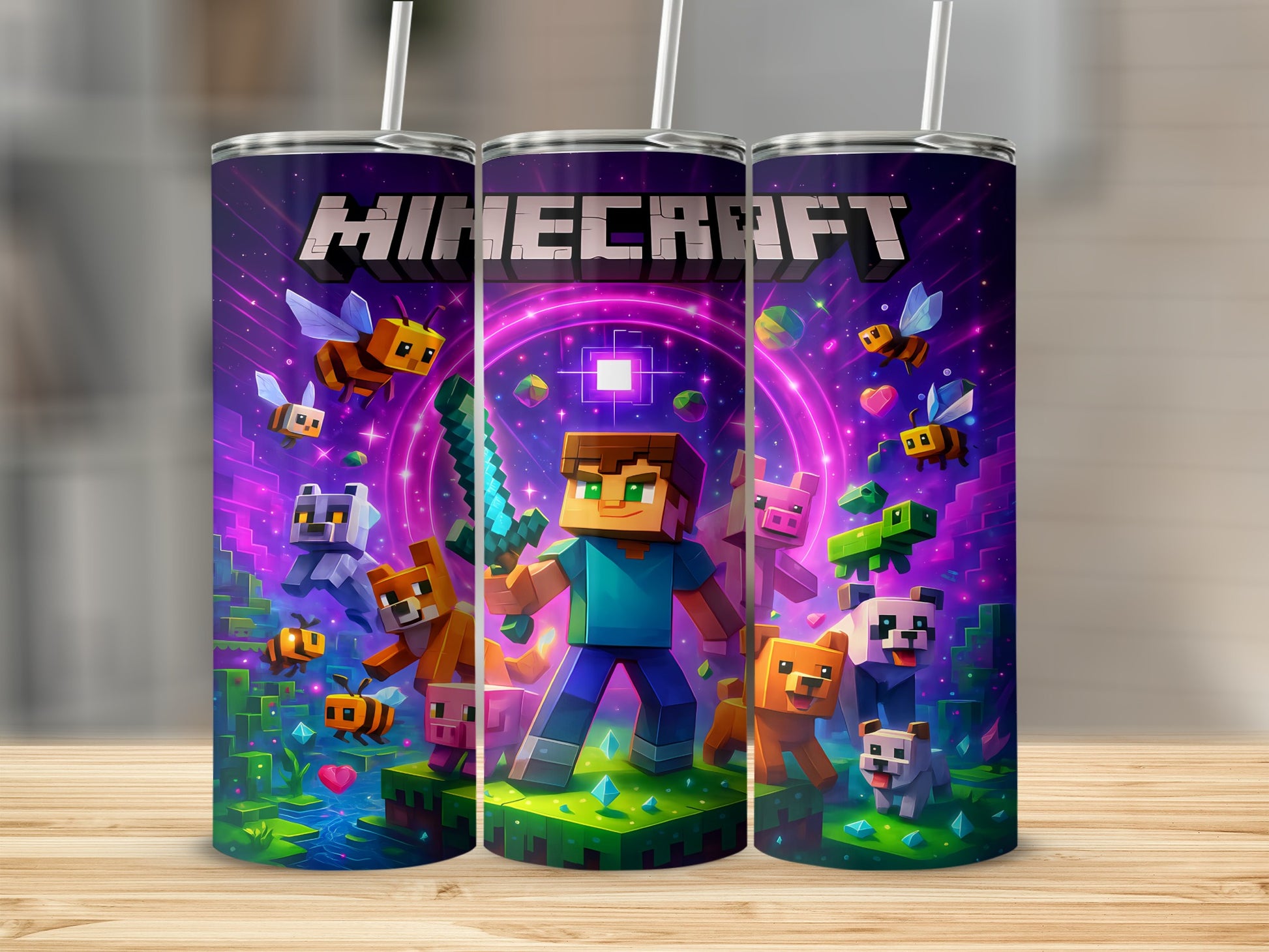 Minecraft Adventure Tumbler with Straw Unique Design