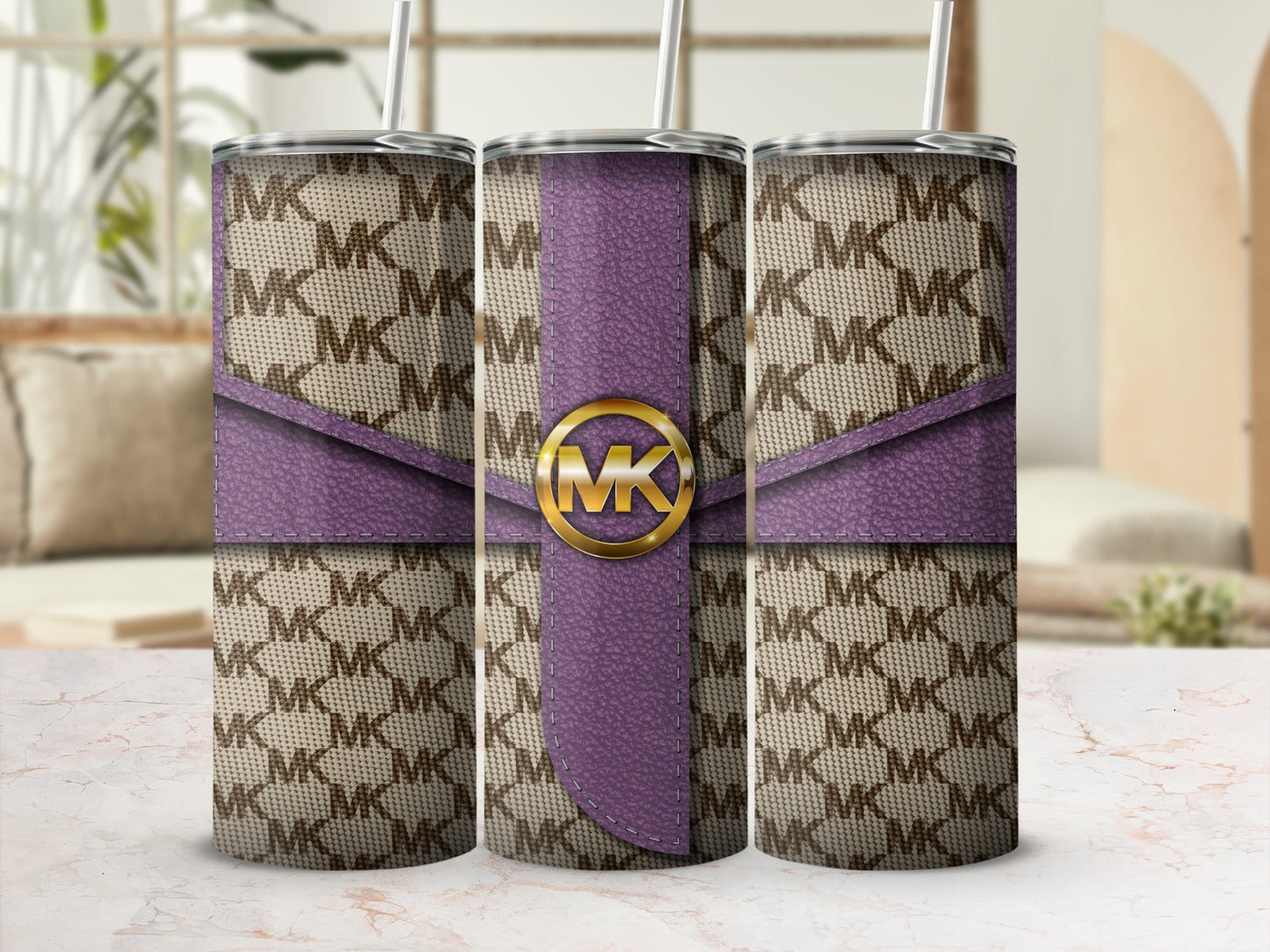 Stylish Purple and Monogram Design Tumbler Product