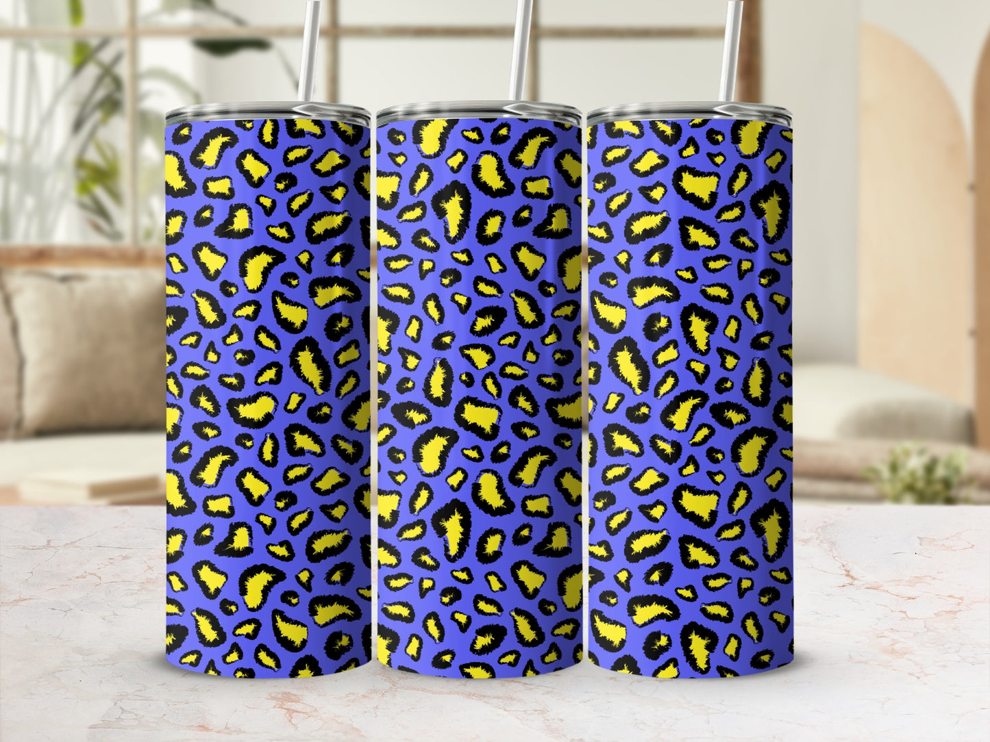 Colorful Leopard Print Insulated Tumbler with Straw