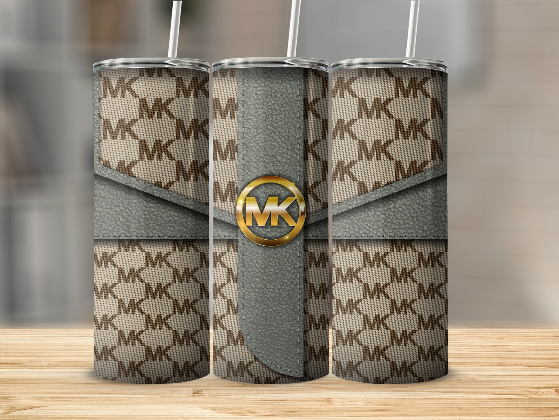 Stylish MK Patterned Tumbler with Unique Design
