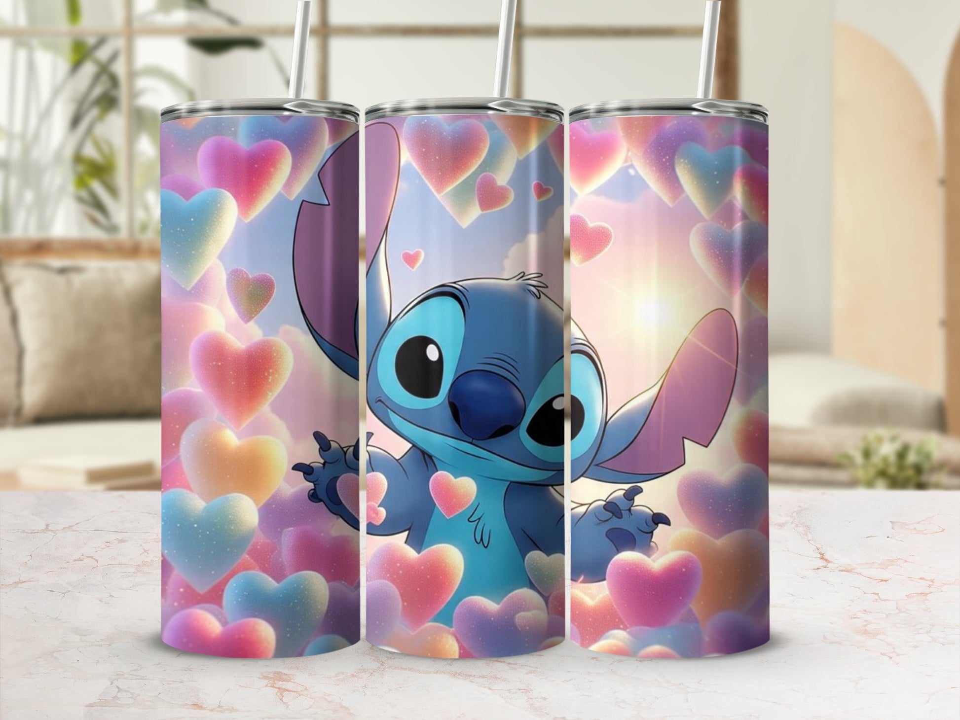 Cute Character Surrounded by Hearts Tumbler Product