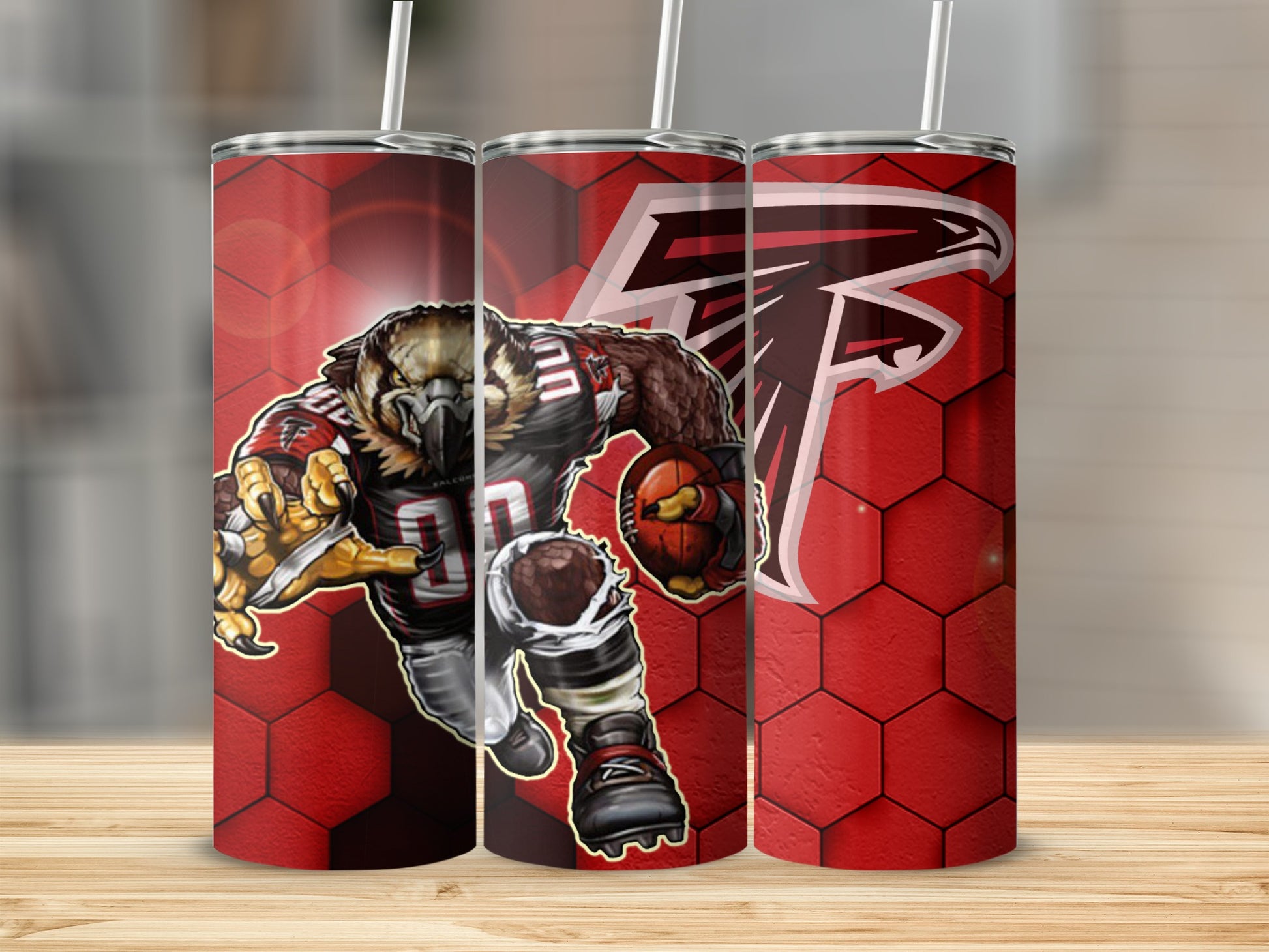 Football Team Red Hexagon Themed Tumbler Cup