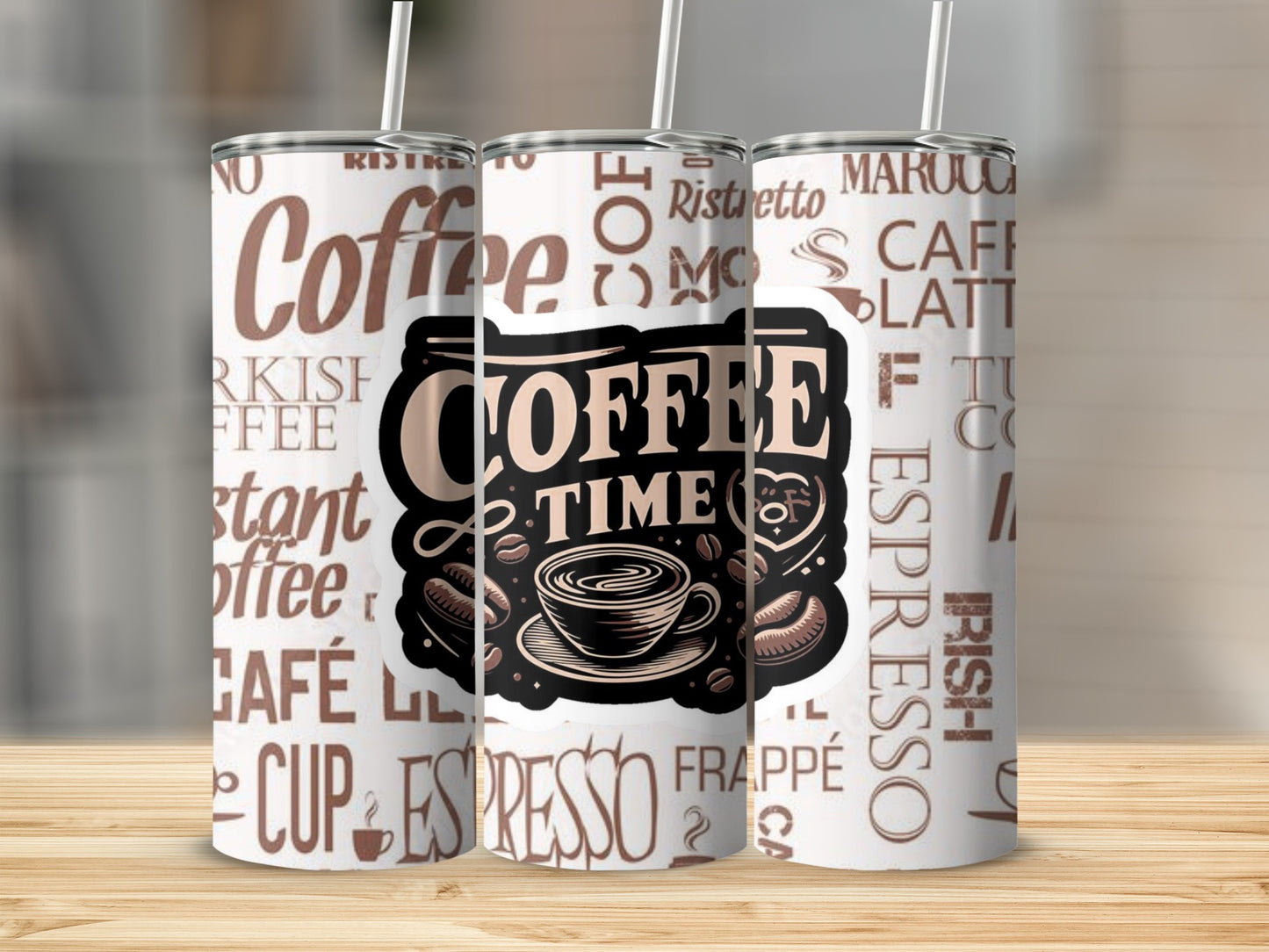 Coffee Time Themed Insulated Travel Tumbler Flask