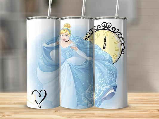 Enchanted Princess and Clock Design Tumbler Cup