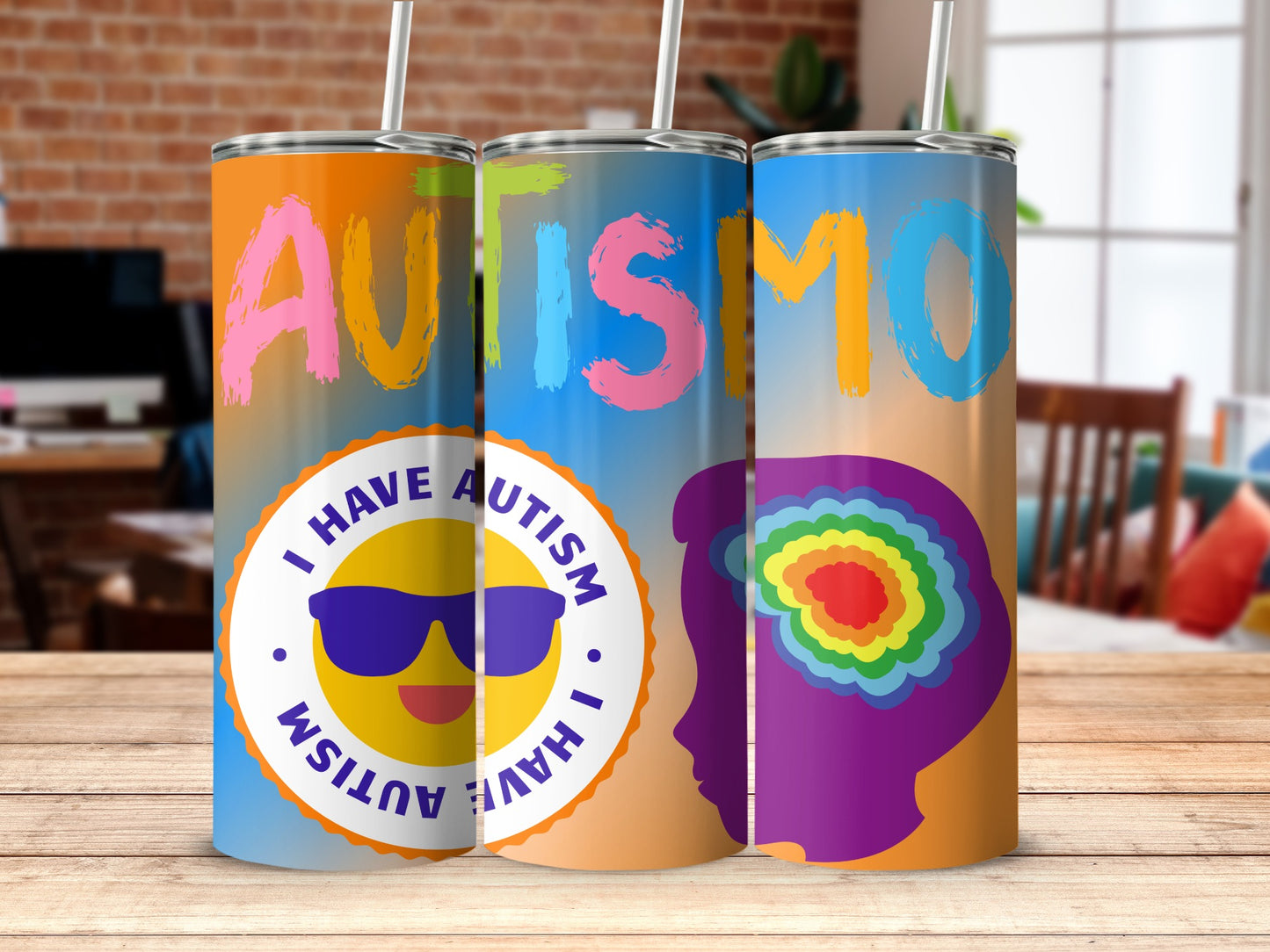I Have Autism Colorful Custom Printed Tumbler