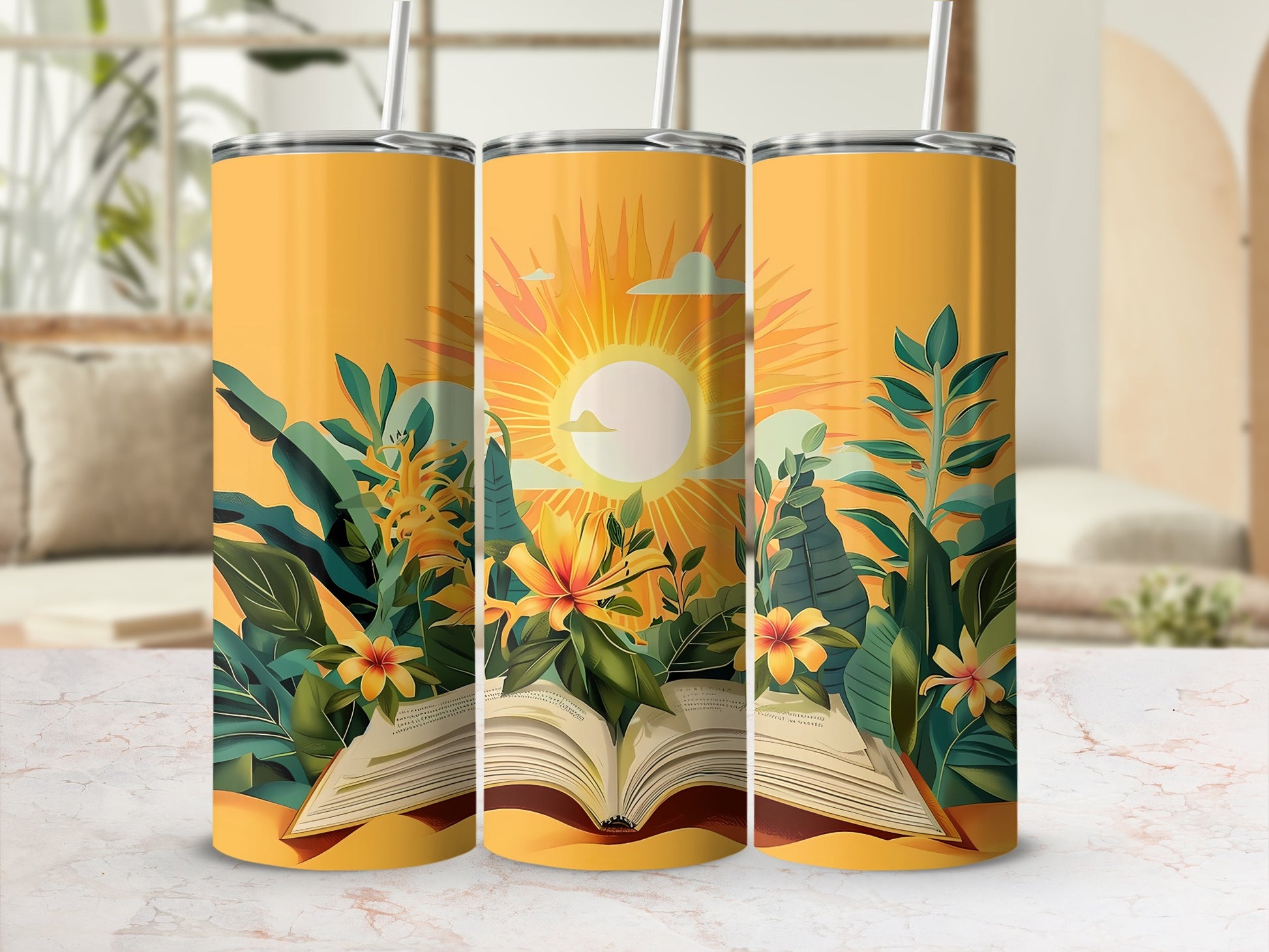 Vibrant Sun Tropical Foliage Open Book Design Tumbler product type
Tumbler, Travel Mug, Drinkware, Sunny Design, Tropical Print, Foliage Art, Open Book, Reading Theme, Literary Gift, Nature Inspired, Floral Pattern, Plant Lover, Book Lover, Summer Vibe, Bright Colors, Botanical Print, Leafy Design, Bookworm Gift, Exotic Flowers, Golden Sun