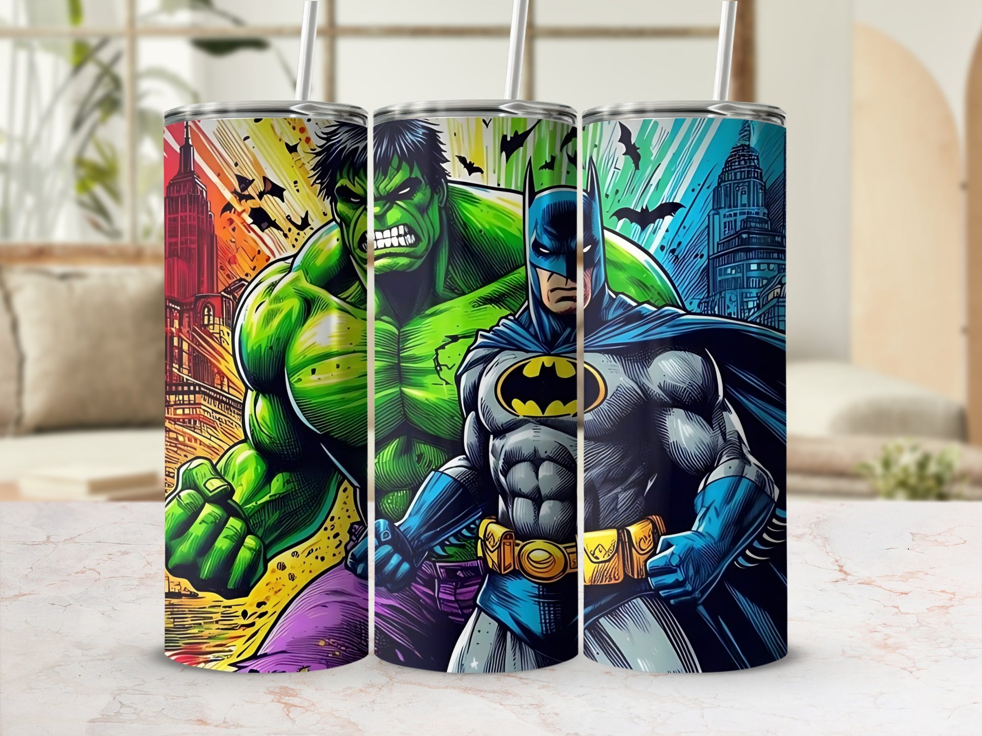 Superhero Themed Travel Insulated Tumbler Cup