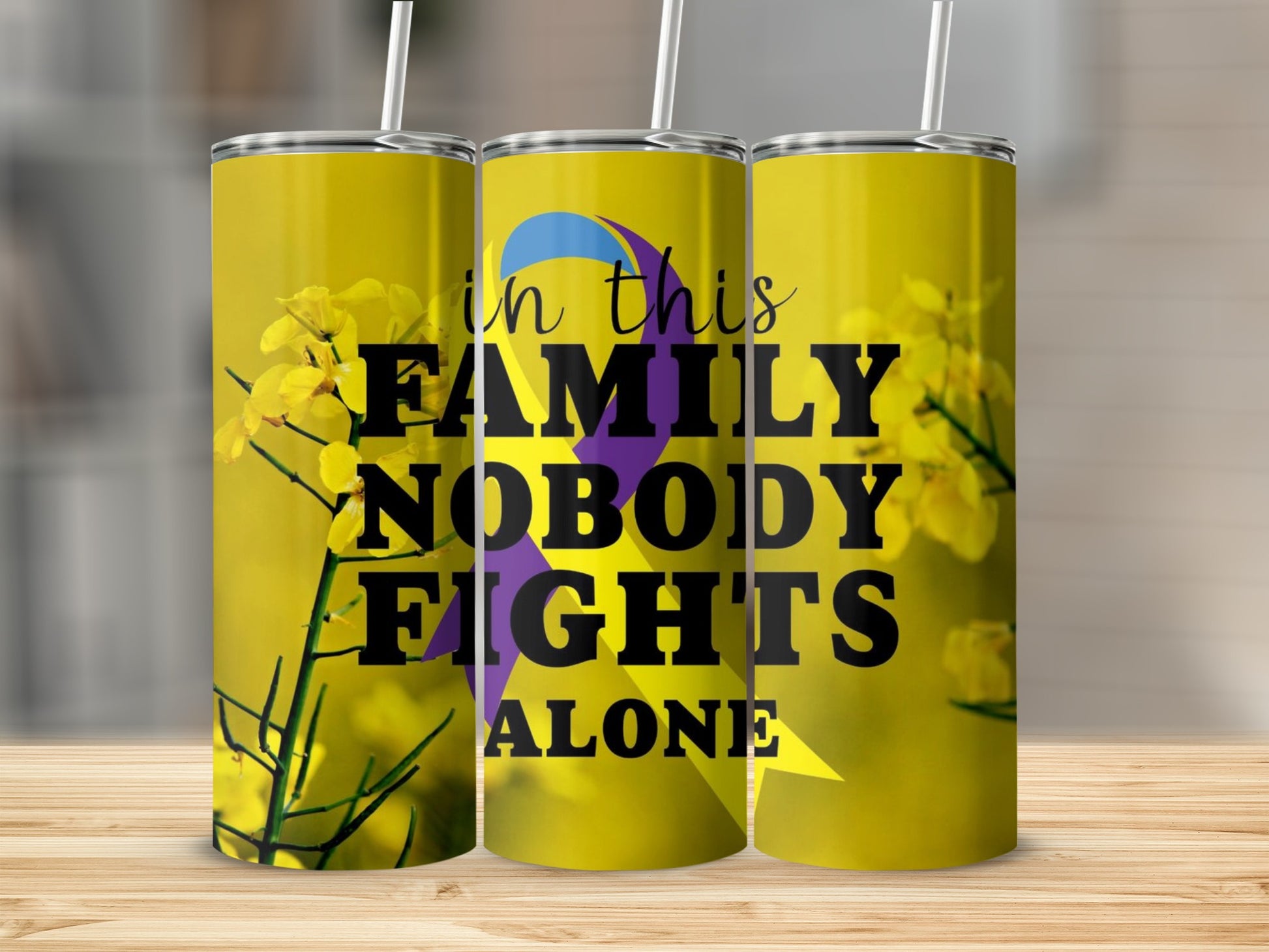 In This Family Nobody Fights Alone tumbler product