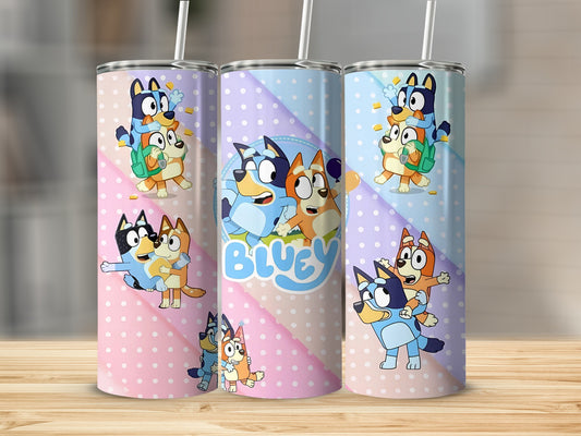 Colorful Bluey Design Kids Drink Tumbler with Straw