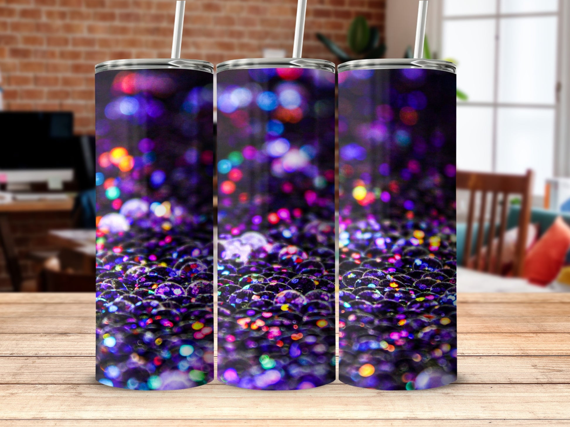 Colorful Abstract Glitter Design Tumbler Product
